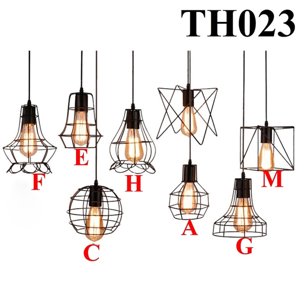 Đèn thả rọ sắt dáng M thân đen, đui E27x1(chưa bóng)_TH023 Kích thước: 180 x 230mm