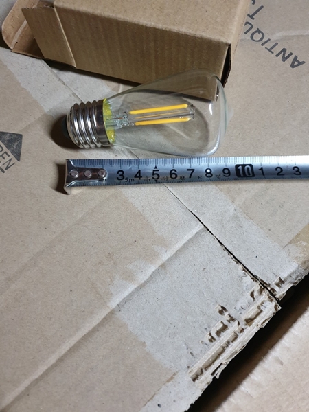 Bóng đèn ST48 led sợi 2W, thủy tinh trắng, đui E27, ánh sáng vàng