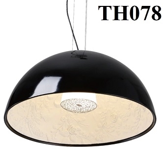 Thả đơn chao gốm hoa văn đen, E27x01, mã TH078, KT (mm): D600 x H350