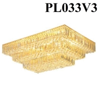 Đèn chùm pha lê thả thông minh PL033 3 tầng, pha lê tam giác và pha lê hạt, KT(mm): 2200x3000xH1200