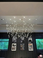 Đèn chùm pha lê 069PL gồm 180 giọt nước dây pha lê Asfour, không mâm, không đèn, không vít gỗ, KT(mm): 2200*800*800