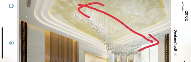 Đèn chùm pha lê thả thông minh PL048 gồm 400 lá xoắn , không mâm, KT(mm):6000 x 3000 x 2500. Bao gồm bản in A0