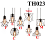 Đèn thả rọ sắt dáng E thân đen, đui E27x1(chưa bóng)_TH023 Kích thước: 180 x 230mm