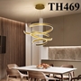 Đèn chùm 3 vòng TH469, 3 vòng tròn khuyết mạ đồng, led sáng 2 mặt, KT (mm): 400*600*800