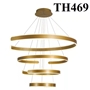 Đèn chùm 3 vòng TH469, 3 vòng tròn khuyết mạ đồng, led sáng 2 mặt, KT (mm): 400*600*800