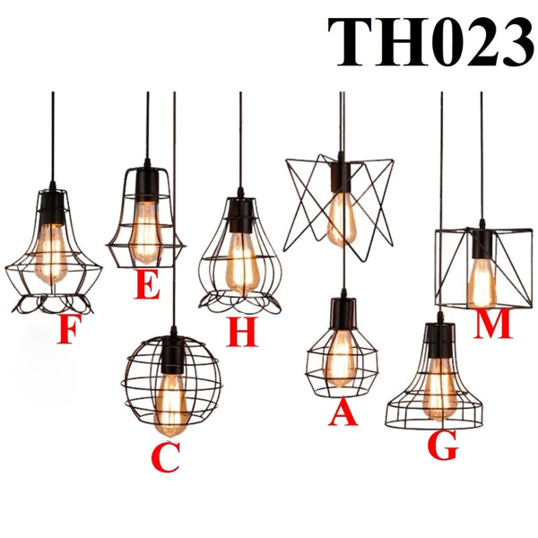 Đèn thả rọ sắt dáng F thân đen, đui E27x1(chưa bóng)_TH023 Kích thước: 180 x 230mm