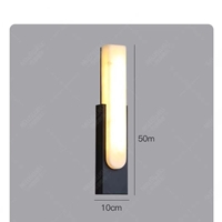 Đèn tường trong nhà HD070, thân sắt sơn tĩnh điện đen, chao nhựa ABS giả vân đá, led tích hợp 4000K, KT(mm): L100 x W60 x H500