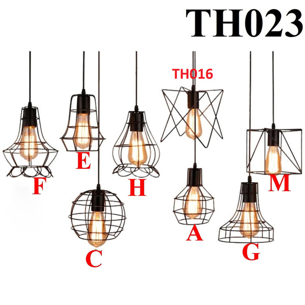 Đèn thả rọ sắt dáng C thân đen, đui E27x1(chưa bóng)_TH023 Kích thước: 180 x 230mm