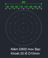 Mâm D800 Inox Bạc khoét 20 lỗ D10mm
