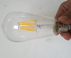 Bóng đèn ST64 led sợi 4W, thủy tinh vàng, đui E27, ánh sáng vàng