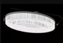 Đèn chùm pha lê thả thông minh 024PL2, gồm 452 thanh lục giác và 1172 hạt D40 màu trắng, 64 mắt led dimmer D40 3 màu có đk xa, mâm elip inox gương trắng, KT(mm): L3000 x W1800 x H550