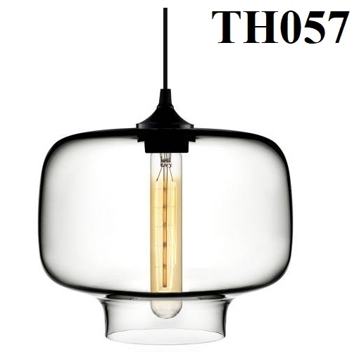 Đèn thả thủy tinh trắng TH057, E27 x 1, KT(mm): 250 x 200