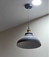 Thả đơn chao cổ bóp đen lòng đen, chụp nhôm mạ đồng , E27x01, mã TH199,3, KT (mm): D300