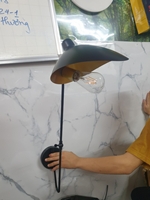 Đèn tường chao sắt đen + thân đen, E27 x 01, KT(mm): 560 x 860