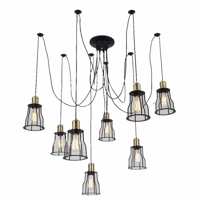 Đèn thả dây điện chân nhện mềm rọ 002 đen 08 đui TH124, E27 x 08