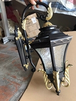 Đèn tường ngoài trời màu đen HD055, chất liệu sắt sơn tính điện và thủy tinh, E27x01, KT(mm): 