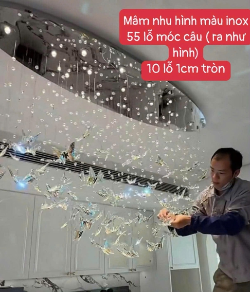 Đế elip inox gương trắng có 10 lỗ D10mm, 55 lỗ móc mâm, KT(mm): 760 x 400