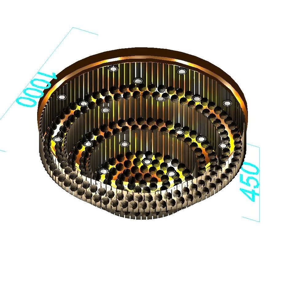 Đèn chùm pha lê thả 3 tầng PL024 gồm mâm inox 304 tròn gương trắng, 278 hạt D40 Asfour, thanh pha lê dài 150mm, đèn 3 màu dimmer, có điều khiển xa, KT(mm): V1000xH450