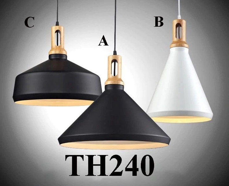 Thả đơn chao đui gỗ đen, E27x01, mã TH240 A, KT (mm): D330