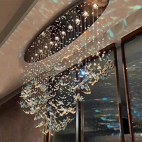 Đèn chùm pha lê thả thông minh  PL064 80 bướm pha lê + hạt pha lê nhỏ trắng, 12mắt COB thông minh 3 màu, mâm inox gương vàng hình elip, KT(mm): 1200 x 400 x 800