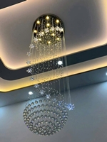 Đèn chùm pha lê thả thông minh PL021 gồm mâm tròn inox gương trắng, đèn dimmer 3 màu D40, KT(mm): D600xH2000