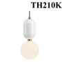 Đèn thả Nordic TH210K, thân trắng, 1 bóng E27 x 1, kiểu K thân béo, chao thủy tinh đục, KTmm): 200
