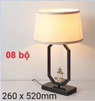 Đèn bàn BA034, thân đen chao vải trắng, KT (mm): 260x520