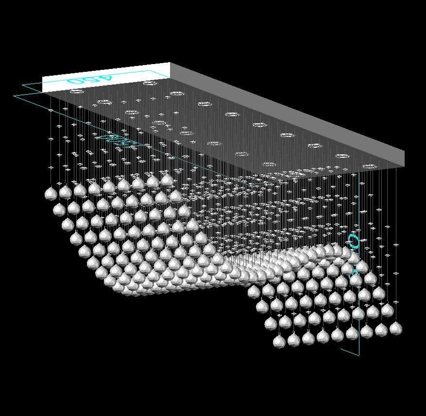 Đèn pha lê nghệ thuật lượn sóng Asfour PL007 gồm mâm chữ nhật inox gương vàng đồng xước 8k cao cấp. 252 dây có hạt pha lê Ai Cập, 18 Đèn dimmer COB chiếu xa lỗ khoét D55mm cao cấp 6W 3 màu có điều khiển xa công suất max 100W, KT(mm): L1500xW450xH600.