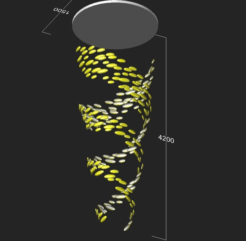 Đèn chùm pha lê thả thông minh PL042 gồm 220 trứng, 25 mắt COB cao cấp mâm hình tròn inox gương vàng, KT(mm): D1500x H4200