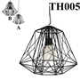 Đèn thả rọ sắt thân đen, đui E27x1(chưa bóng)_TH005 Kích thước: 380mm