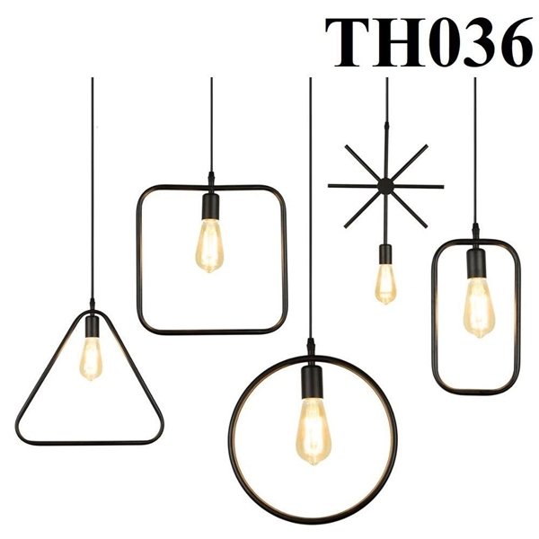 Đèn thả hình chữ nhật thân đen (mã cũ TH190) đui E27x1(chưa bóng)_TH036 Kích thước: 75x320mm