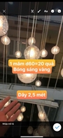 Đèn chùm thả bocci  TH177 gồm mâm tròn inox gương trắng 8K, 20 đèn bocci, KT(mm): D600 x H2500