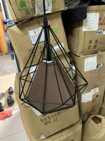 Đèn thả rọ sắt hình kim cương, chao nâu, thân đen, đui E27x1(chưa bóng)_TH007 Kích thước (mm): D250 x H240