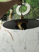 Thả đơn chao đĩa nông đen, chụp nhôm mạ đồng, E27x 03 đui (chưa gồm bóng), mã TH108, KT (mm): D360