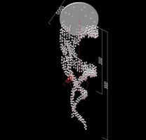 Đèn chùm pha lê thả thông minh PL065 , 1000 viên đá: hổ phách, trắng, 18 mắt COB dimmer D40 có điều khiển xa, mâm tròn inox gương trắng 8K KT(mm): D1000 x H5000