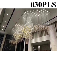 Đèn chùm pha lê thả thông minh PL030 lá phong, Inox gương trắng, KT(mm): 4000x1500xH1500