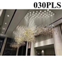 Đèn chùm pha lê thả thông minh PL030 lá phong, Inox gương trắng, KT(mm): 4000x1500xH1500