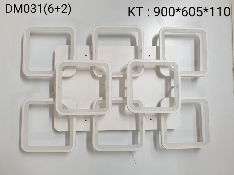 Đèn led mâm DM031.A/6+2, 8 cánh, tán quang thường, 3 chế độ ánh sáng và điều khiển xa , cánh trắng ,KT(mm): 900x605x110