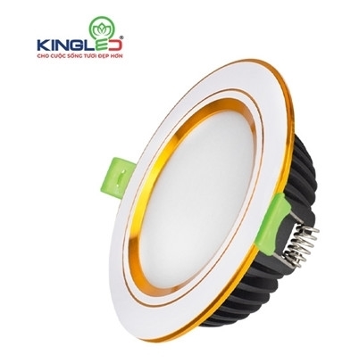 Đèn downlight Kingled DDL_10SS_T120_PV_T, mặt phẳng viền vàng, công suất 10W, ánh sáng trắng