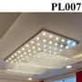 Đèn chùm pha lê thả thông minh PL007 lượn sóng, mâm inox gương trắng hình chữ nhật, 252 dây treo, 12 mắt COB, KT(mm): 1200 x 700 x 350