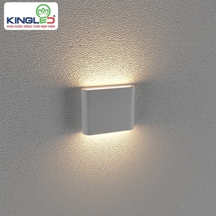 Đèn tường ngoài trời Kingled LWA8011_S_WH, vỏ trắng, ánh sáng vàng, IP65, công suất 8W, KT(mm): 110 x 28 x 90