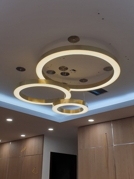 Đèn thả vòng tròn Ring mạ đồng bản 50mm, mã TH212B, tích hợp led 3 màu, KT(mm): 400