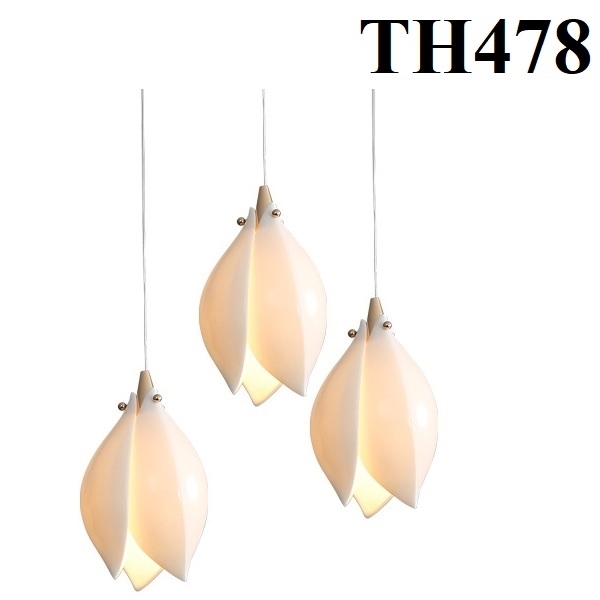 Đèn thả hoa sen sứ TH478, KT(mm): D140 x H230, cánh sứ tán quang, đui mạ đồng E27 x 01 (chưa bao gồm bóng)