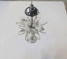 Bộ đèn thả thông tầng TH549, gồm 05 bông tuyết pha lê tích hợp led thả tự do, mâm tròn inox gương vàng , KT(mm): D500 x H500