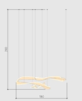 Đèn thả HD089 bản rộng 250mm, tích hợp led, KT(mm): L1860 x W940 x H2900