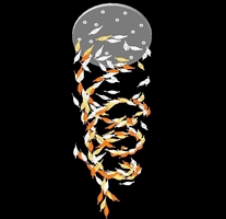 Đèn thông tầng dimmer lá lông vũ cao cấp PL045 gồm 175 lá lông vũ chia 3 màu, 15 đèn COB dimmer 3 màu có điều khiển xa, KT(mm): D1200xH4250