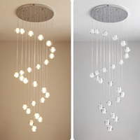 Bộ đèm chùm bocci TH177.1, gồm 26 quả thả xoắn ốc, mâm inox gương trắng D600, dây ngắn nhất 1m và dài nhất 3m, KT(mm): D600 x H3000