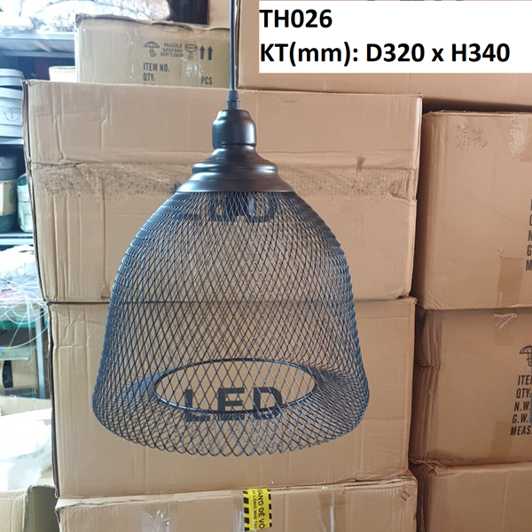 Đèn thả rọ sắt đen TH026, đui E27x1(chưa bóng), KT(mm): D320 x H340