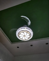 Quạt đèn LED 005 (JM-35002) vỏ kim loại dày, AC: 150 - 240W, 96W (48Wx2), 06 cấp số, chiều cao đèn: 25/20/30cm, đường kính cánh: 106.68cm, có điều khiển xa.