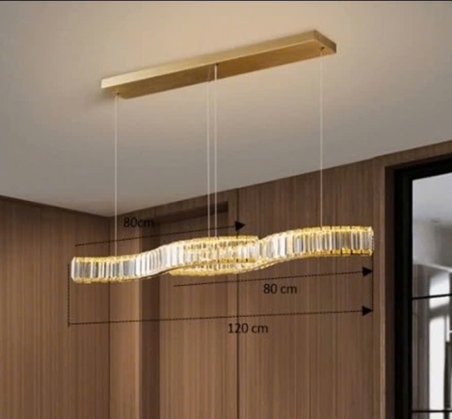 Đèn thả  gồm 2 dải pha lê 800x40x74, dây điều chỉnh KT(mm): 1200x40x74